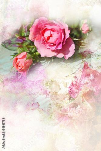 Romantic pink roses background