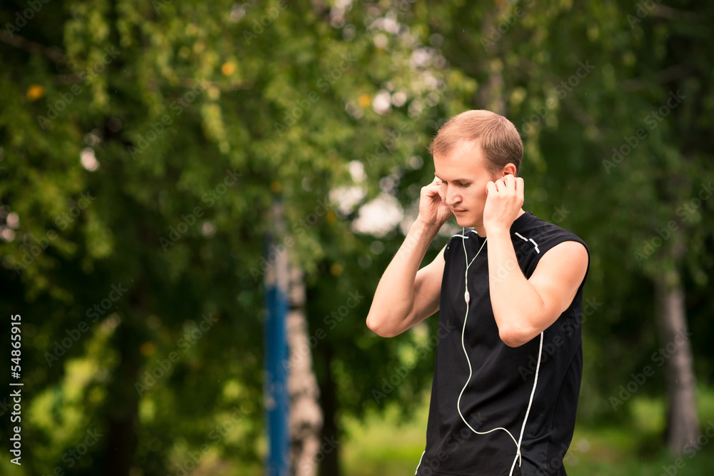 Sportive young man jogging outdoor Sportive young man jogging outdoor