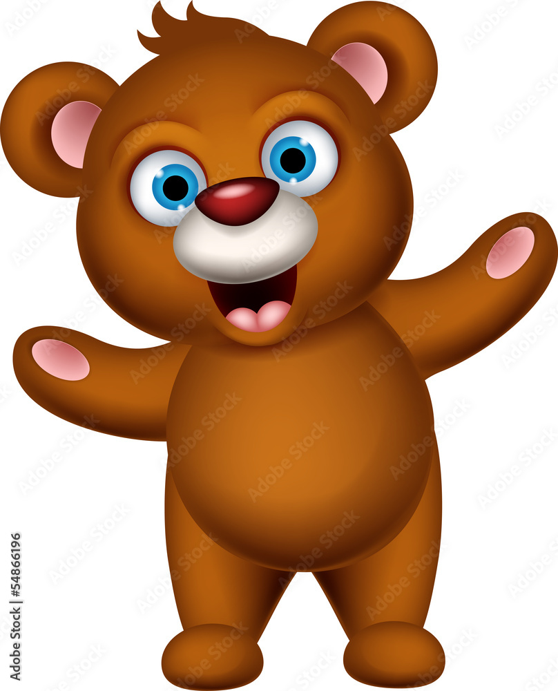 Naklejka premium baby brown bear cartoon posing