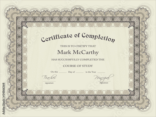 Horizontal certificate template