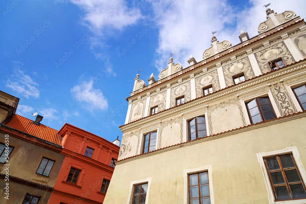 Architecture of old town in Lublin, Poland