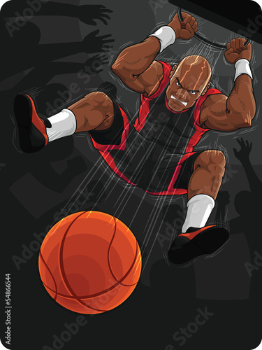 Basketball Player Doing Slam Dunk
