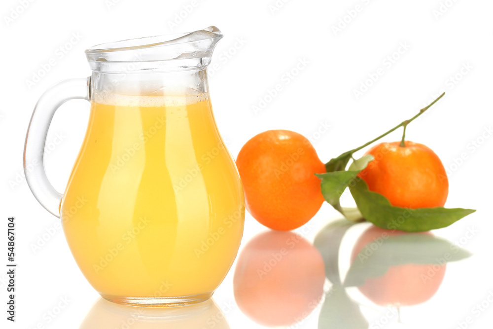 Full jug of orange juice, isolated on white Full jug of orange juice, isolated on white