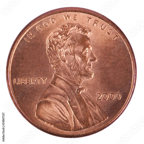 Isolated Penny - Heads Frontal photo