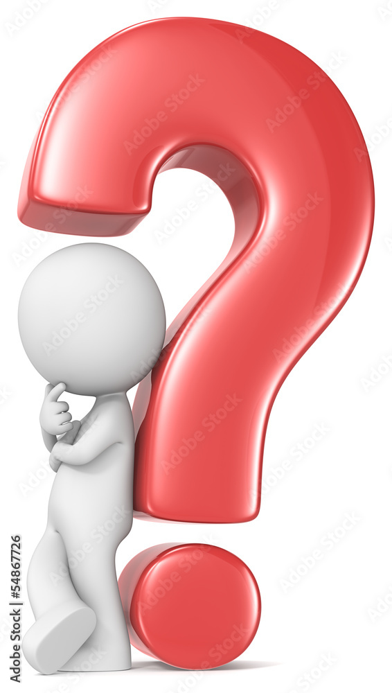 Questions.The Dude leaning against red question mark. Questions.The Dude leaning against red question mark.