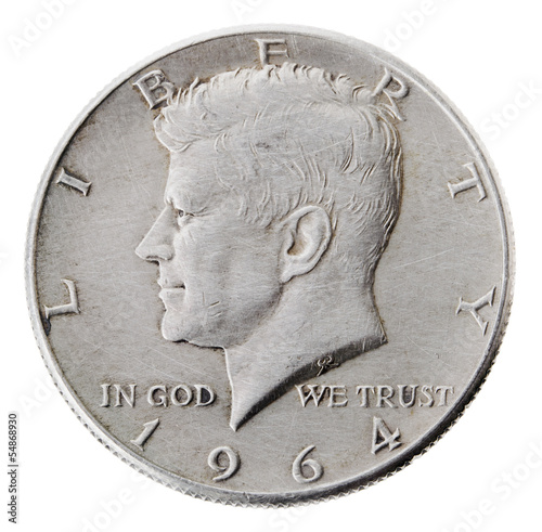 Canvas Print Silver Kennedy Half Dollar - Heads Frontal