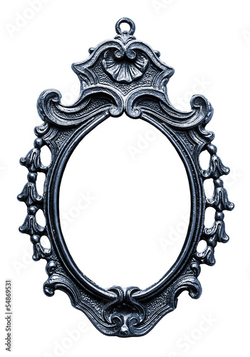 Old oval metallic Frame, Isolated on White