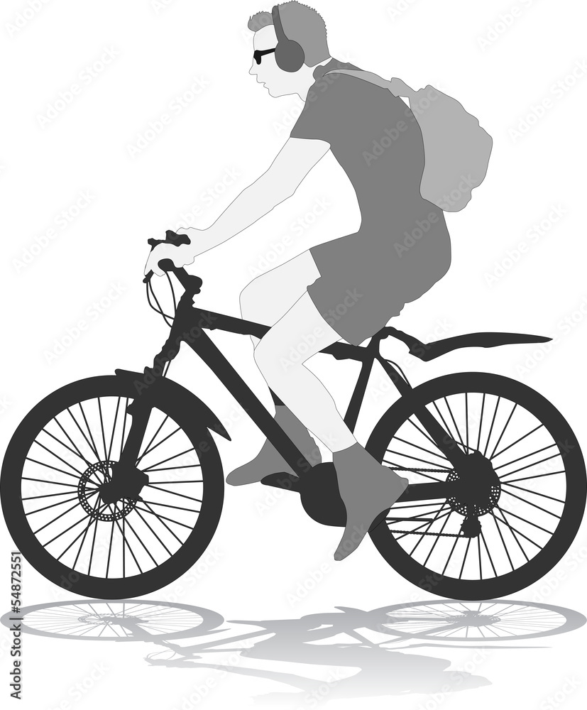 Fototapeta premium Vector silhouette of the cyclist
