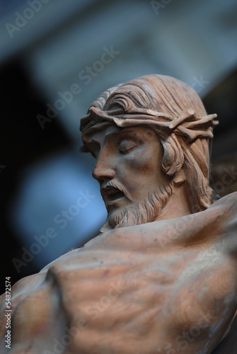 Close up of of Jesus-Christ .Antique Wooden  statue © 7artman