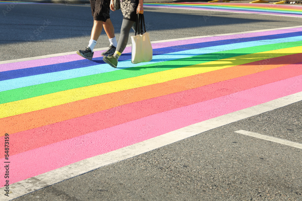 Obraz premium Pride Crosswalk Foot Traffic, Vancouver