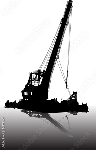 Vector silhouette of floating port crane