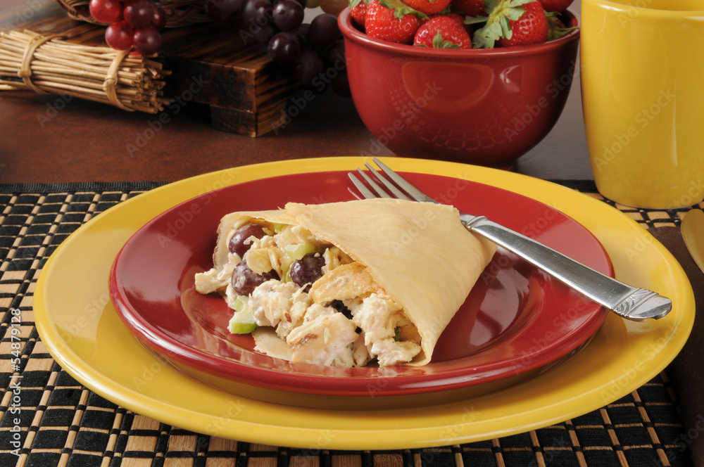 Chicken salad in crepes