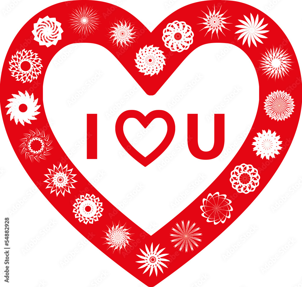 ich liebe dich herz mit blumen ornamenten