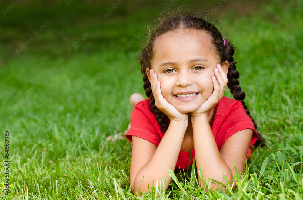 Summer portrait of pretty mixed race girl outdoors Summer portrait of pretty mixed race girl outdoors