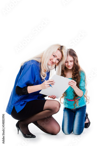 child to the doctor in blue robe