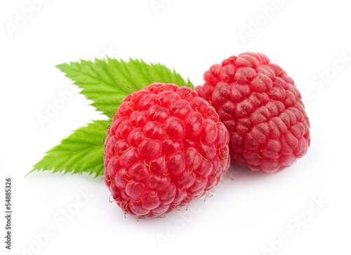 Ripe raspberries isolated