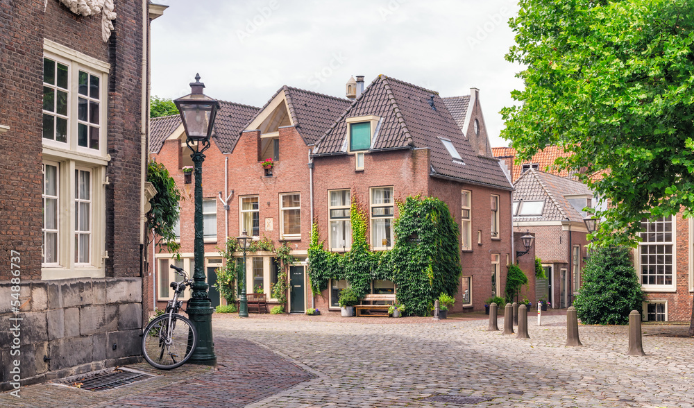 Beautiful street in Utrecht, Netherlands - obrazy, fototapety, plakaty 