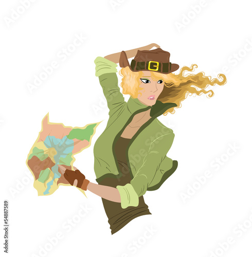 Girl and map