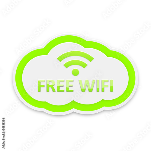 Green Free Wifi Cloud Icon