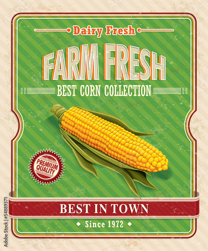 Vintage farm fresh organic corncob poster