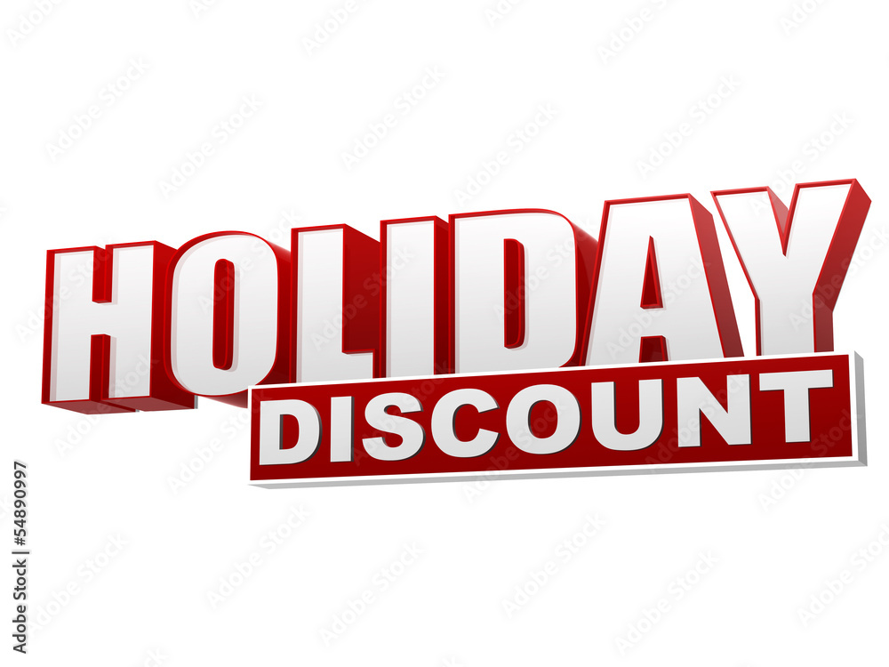 holiday discount red white banner - letters and block holiday discount red white banner - letters and block