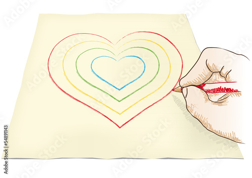 mano disegna cuore