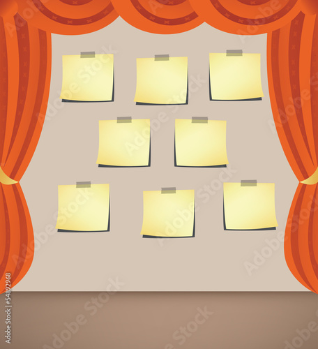 Curtain with note- papers