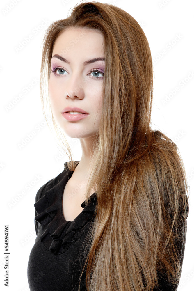 Portait of beautiful delightful teeny girl with long fair hair Portait of beautiful delightful teeny girl with long fair hair