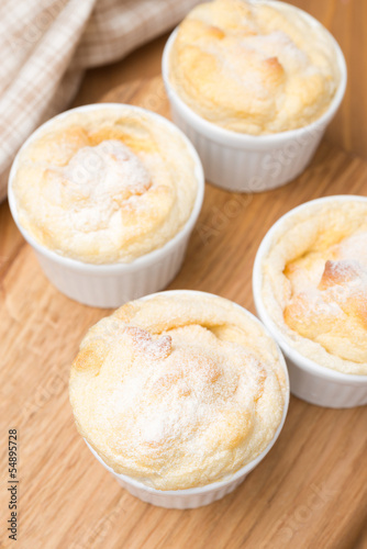 peach souffle in the portioned form, top view