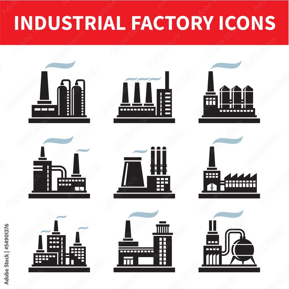 Industrial Factory Icons - Vector Set