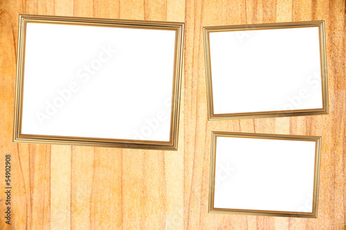Three Gold frame on Through burnish the wood planks to polished