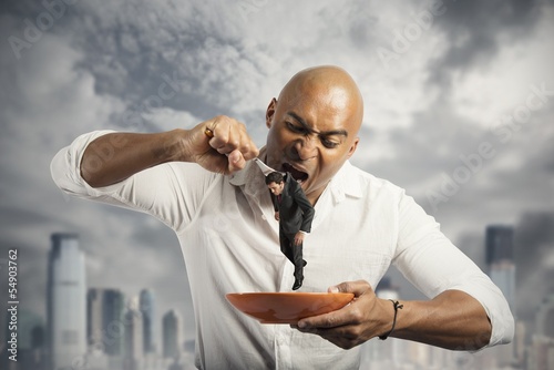 Hungry businessman