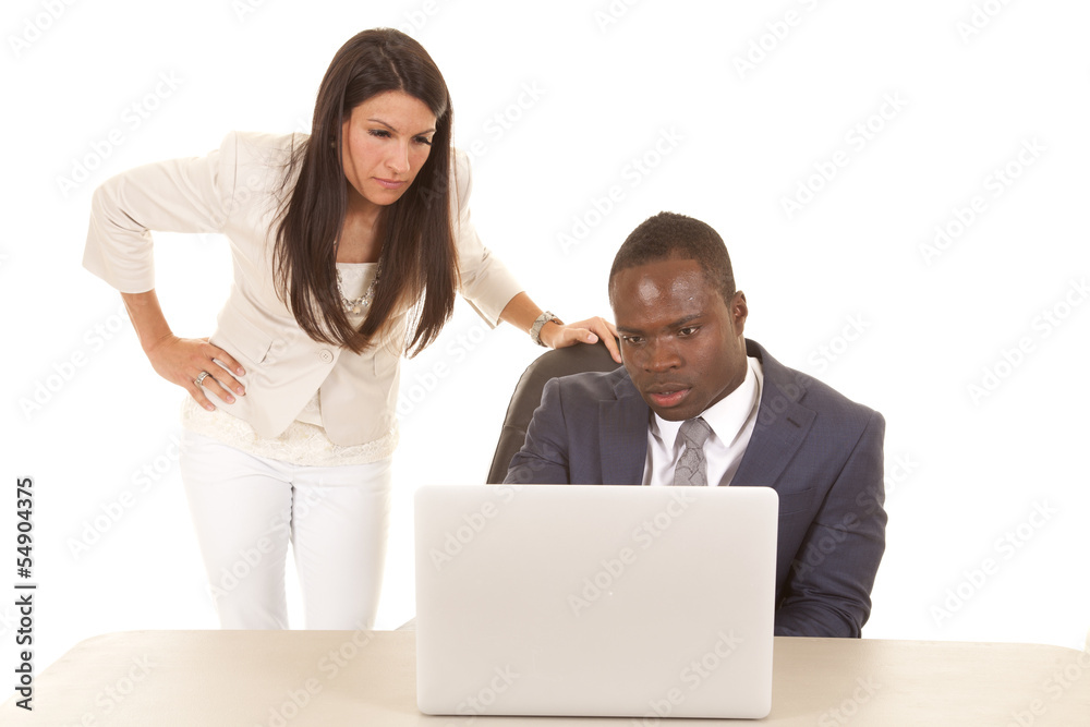 business man and woman computer serious business man and woman computer serious