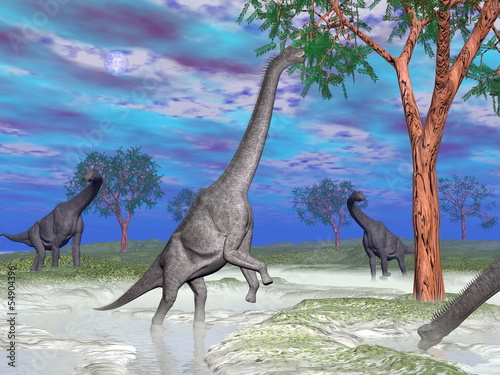 Brachiosaurus dinosaur eating - 3D render © Elenarts