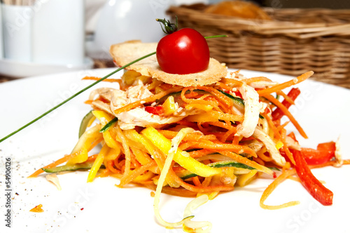 vegetable salad on a plate in a restaurant photo