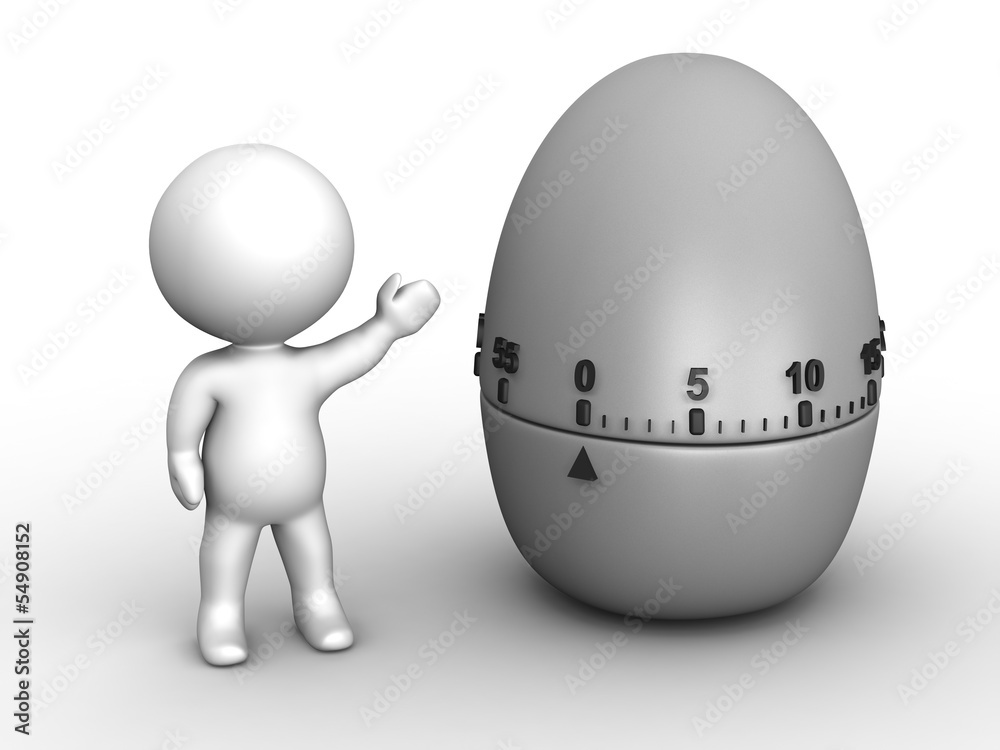 3D Man Showing Pomodoro Egg Timer Stock Photo Adobe Stock