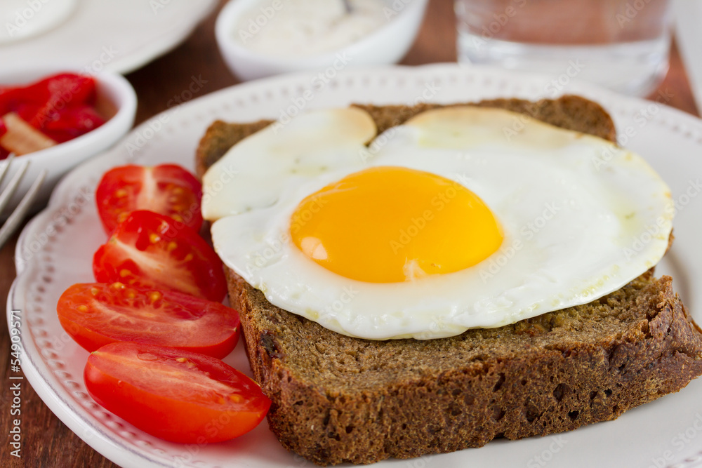 fried egg with bread fried egg with bread