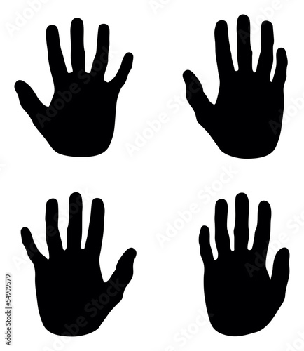 a set of black abstract hand silhouettes