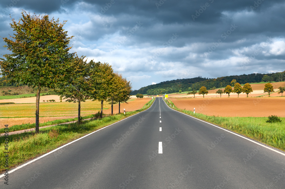 Fototapeta premium Straße, Fahrbahn, Verkehrswege, Landschaft