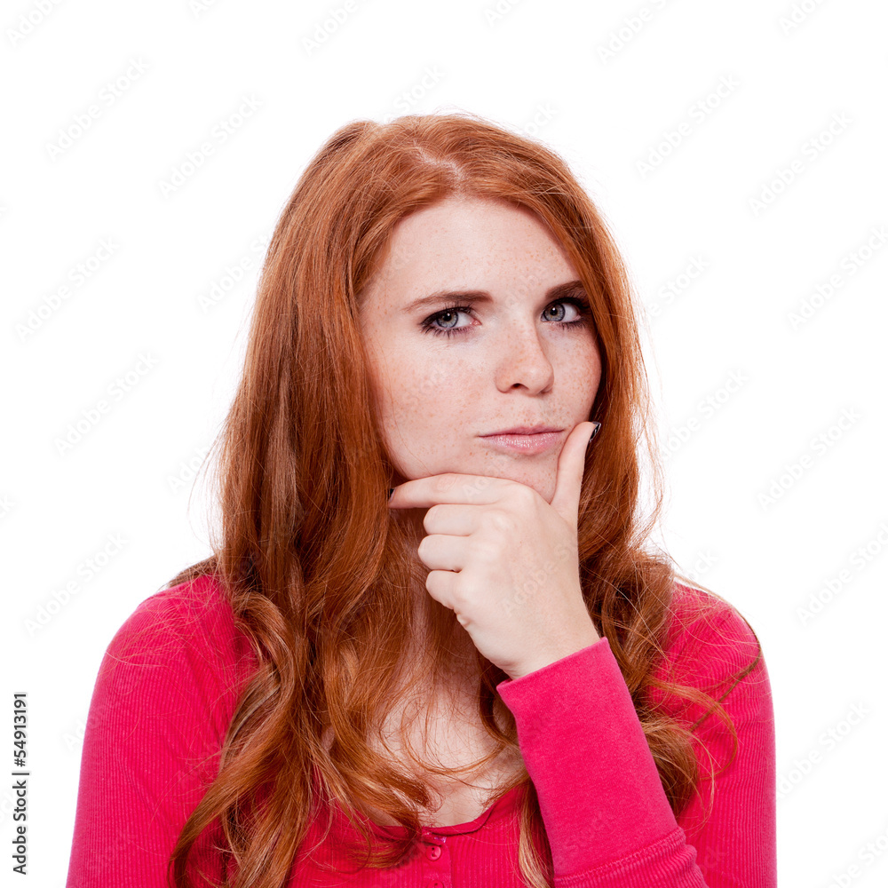 junge ausdrucksstarke attraktive frau portrait isoliert junge ausdrucksstarke attraktive frau portrait isoliert