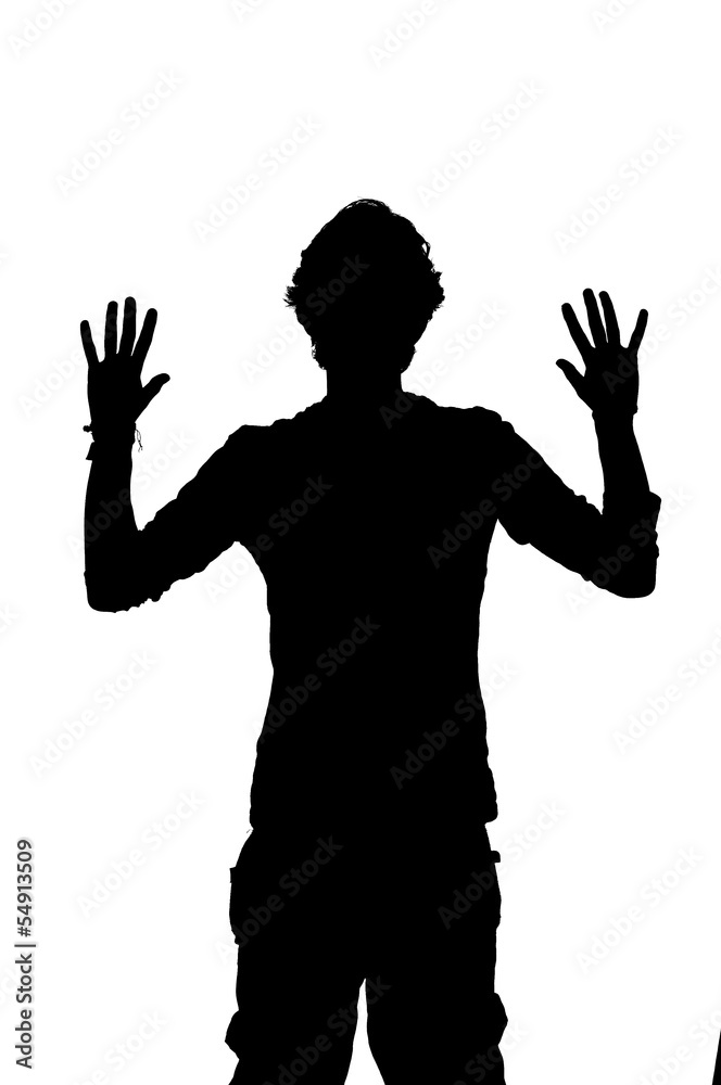 silhouette of a man being robbed with hands up silhouette of a man being robbed with hands up
