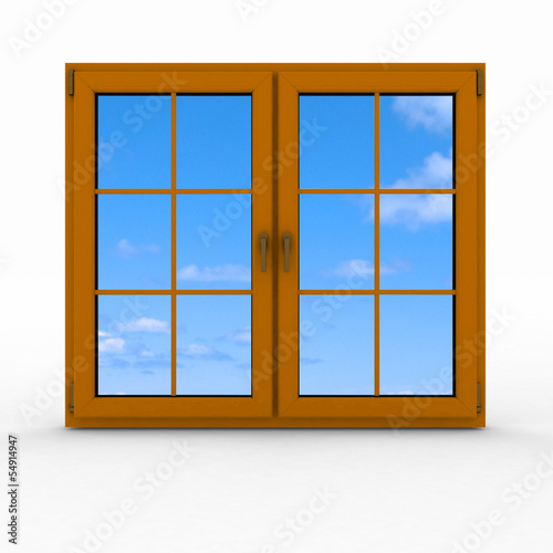 3d closed plastic window on white background