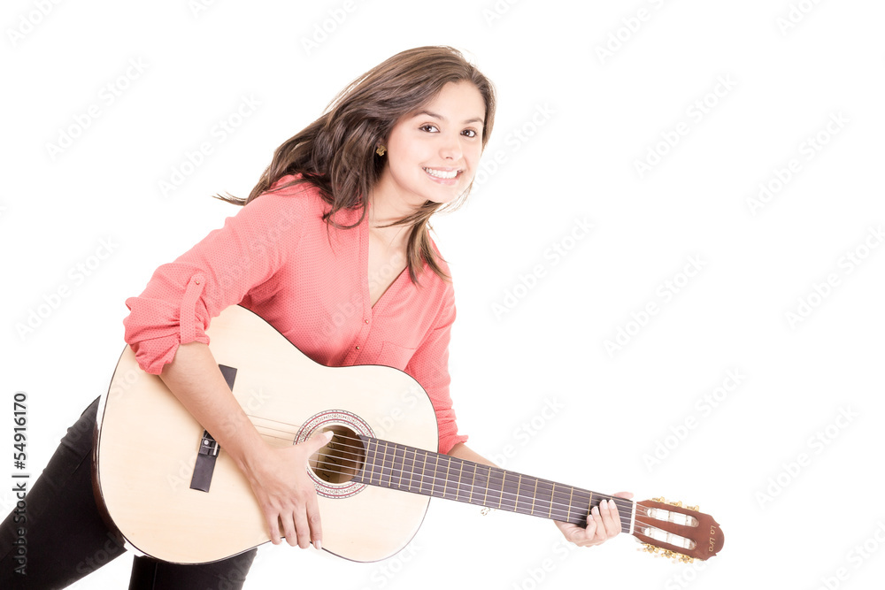 beautiful smiling hispanic lady playing acoustic guitar beautiful smiling hispanic lady playing acoustic guitar