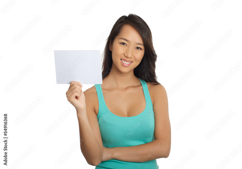 Beautiful Asian Woman with blank paper Beautiful Asian Woman with blank paper