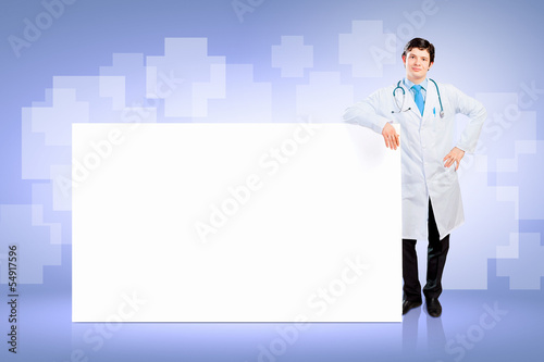 Male doctor with banner