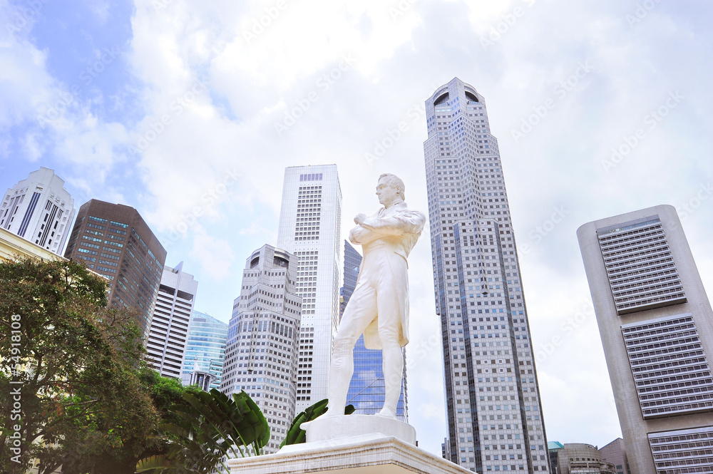 Obraz premium Sir Tomas Stamford Raffles monument