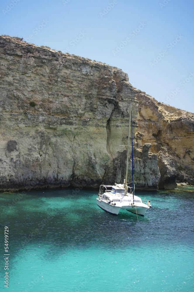 The coast of the small island of Comino in Malta