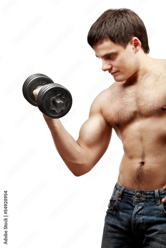 Young shirtless muscular man