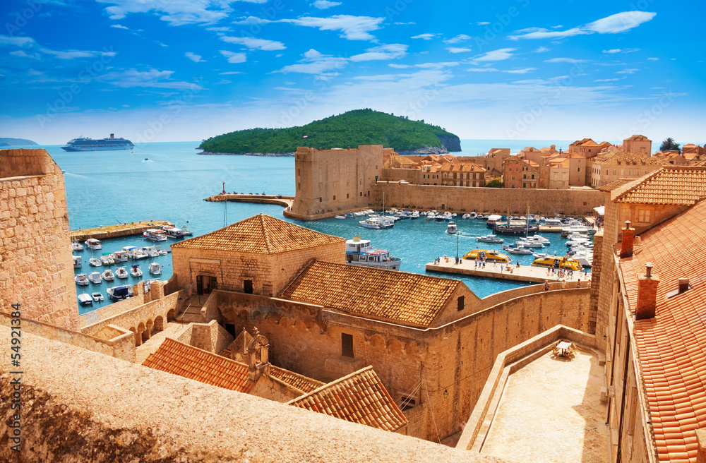 Fototapeta premium Port of Dubrovnik from the walls