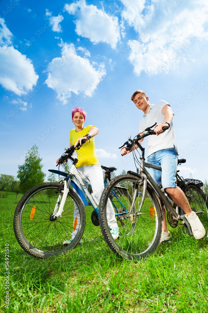 Couple on the bikes Couple on the bikes
